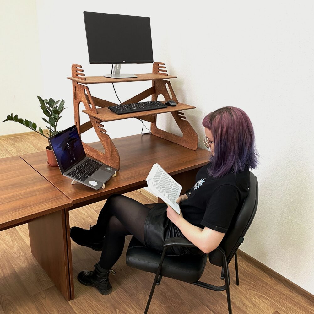 Столик для ноутбука и монитора, светлый орех