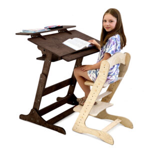 Комплект для школьника: растущая парта и стул, цвет Тёмный орех