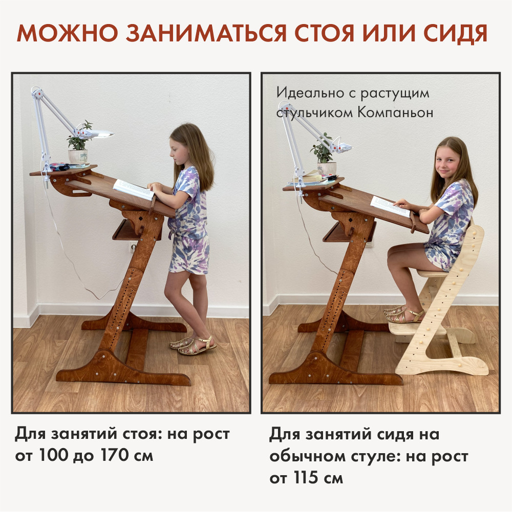 Комплект для школьника: растущая парта + стул, цвет Светлый орех