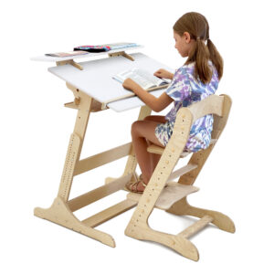 Комплект для школьника: растущая парта + стул, Белая столешница