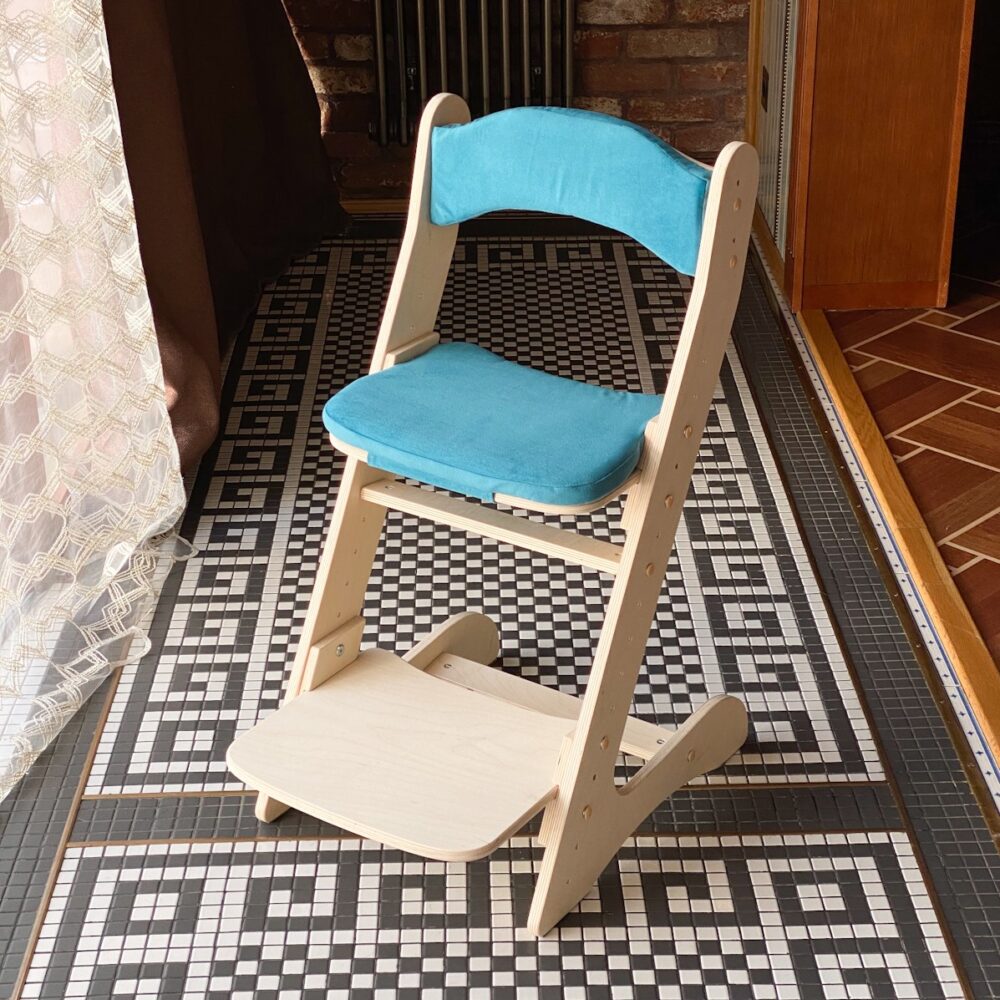 Растущий стул для детей “Компаньон” с комплектом лазурных подушек