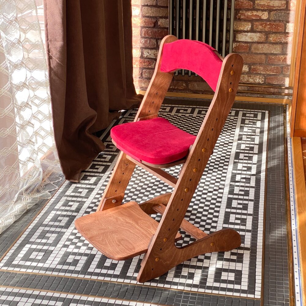 Растущий стул для детей “Компаньон” Светлый орех с комплектом красных подушек