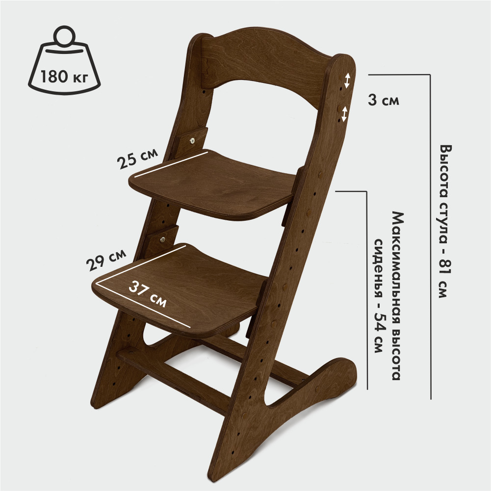Растущий стул для детей “Компаньон” Тёмный орех с комплектом тёмно-серых подушек
