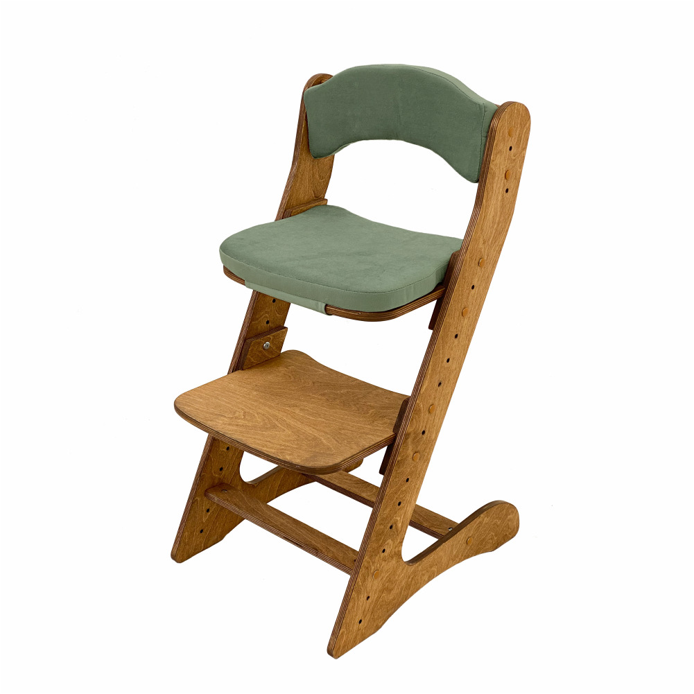 Растущий стул для детей “Компаньон” Золотой дуб с комплектом зеленый хаки подушек