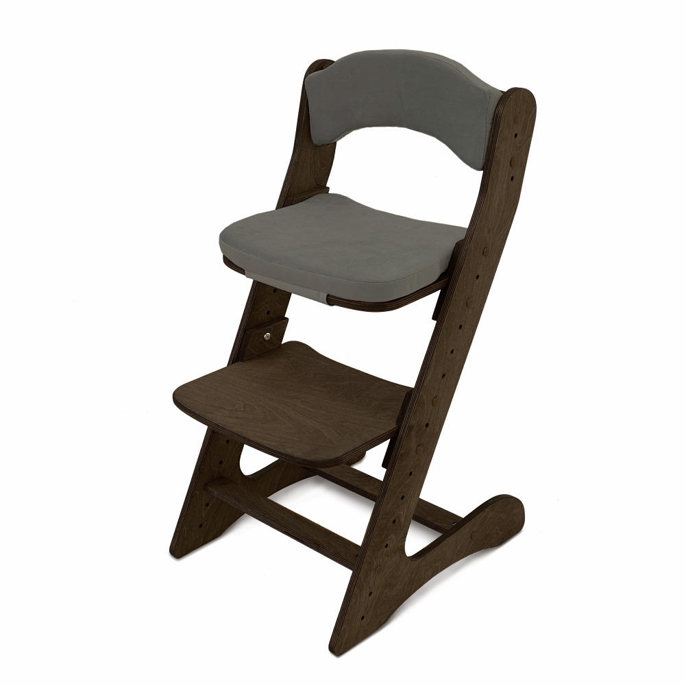 Растущий стул для детей "Компаньон" Тёмный орех с комплектом тёмно-серых подушек