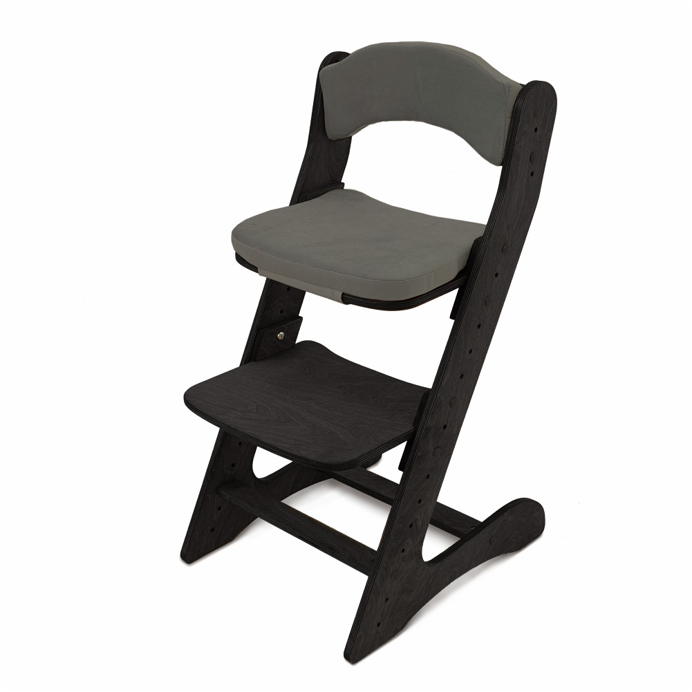 Растущий стул для детей "Компаньон", Чёрный с комплектом тёмно-серых подушек
