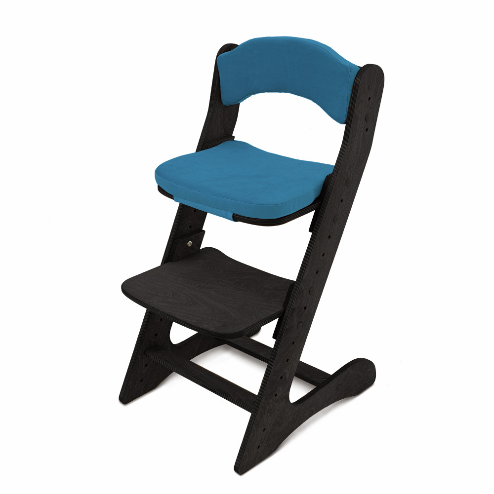 Растущий стул для детей "Компаньон", Чёрный с комплектом лазурных подушек
