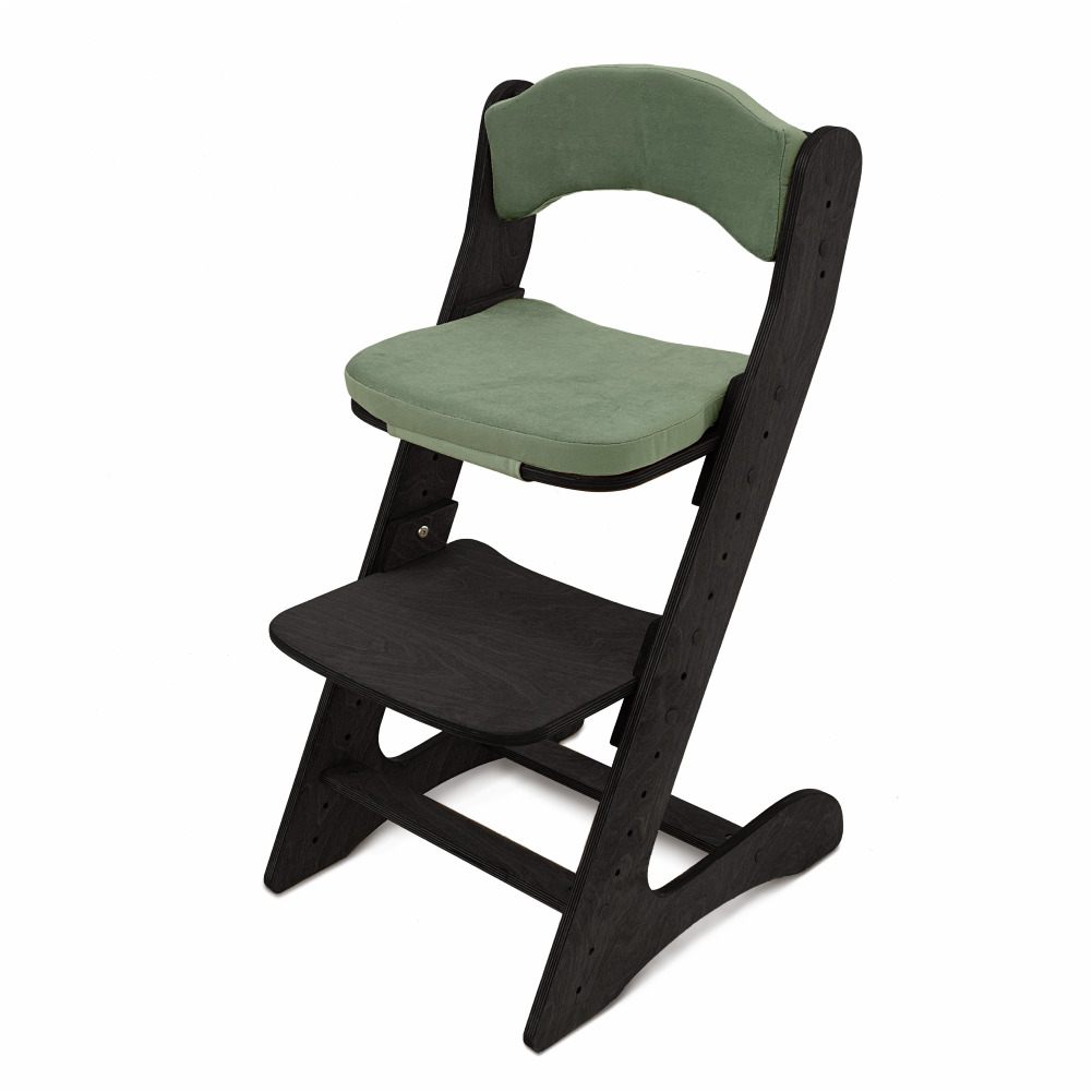 Растущий стул для детей "Компаньон", Чёрный с комплектом подушек зеленый хаки