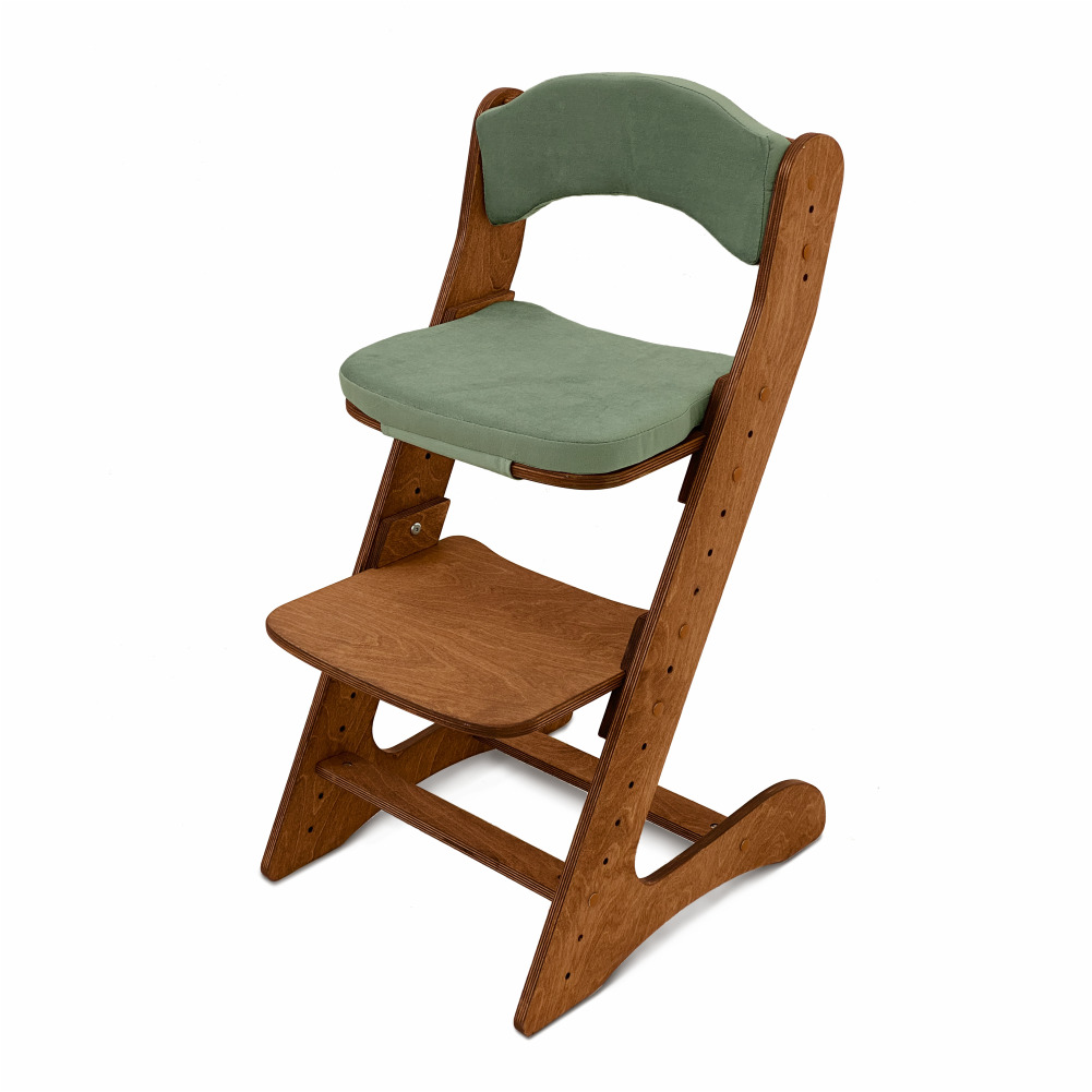 Растущий стул для детей “Компаньон” Светлый орех с комплектом подушек зеленый хаки