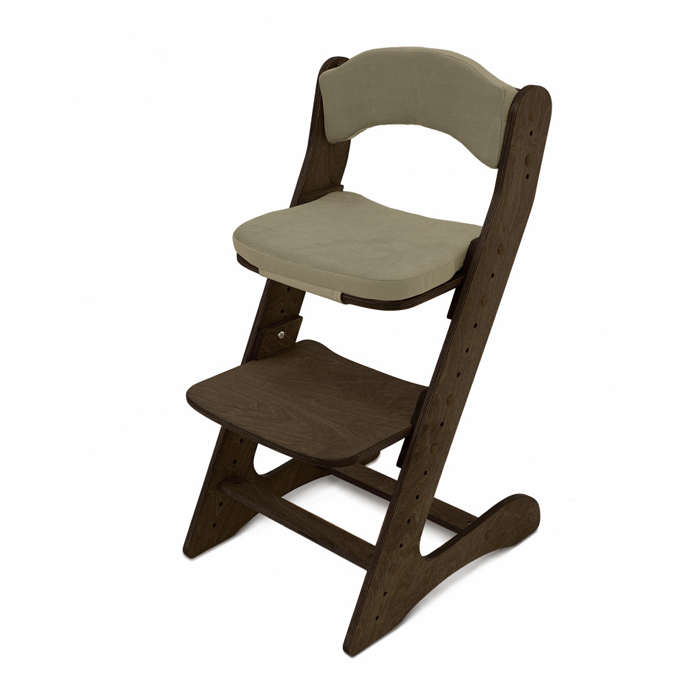 Растущий стул для детей “Компаньон” Тёмный орех с комплектом серо-бежевых подушек