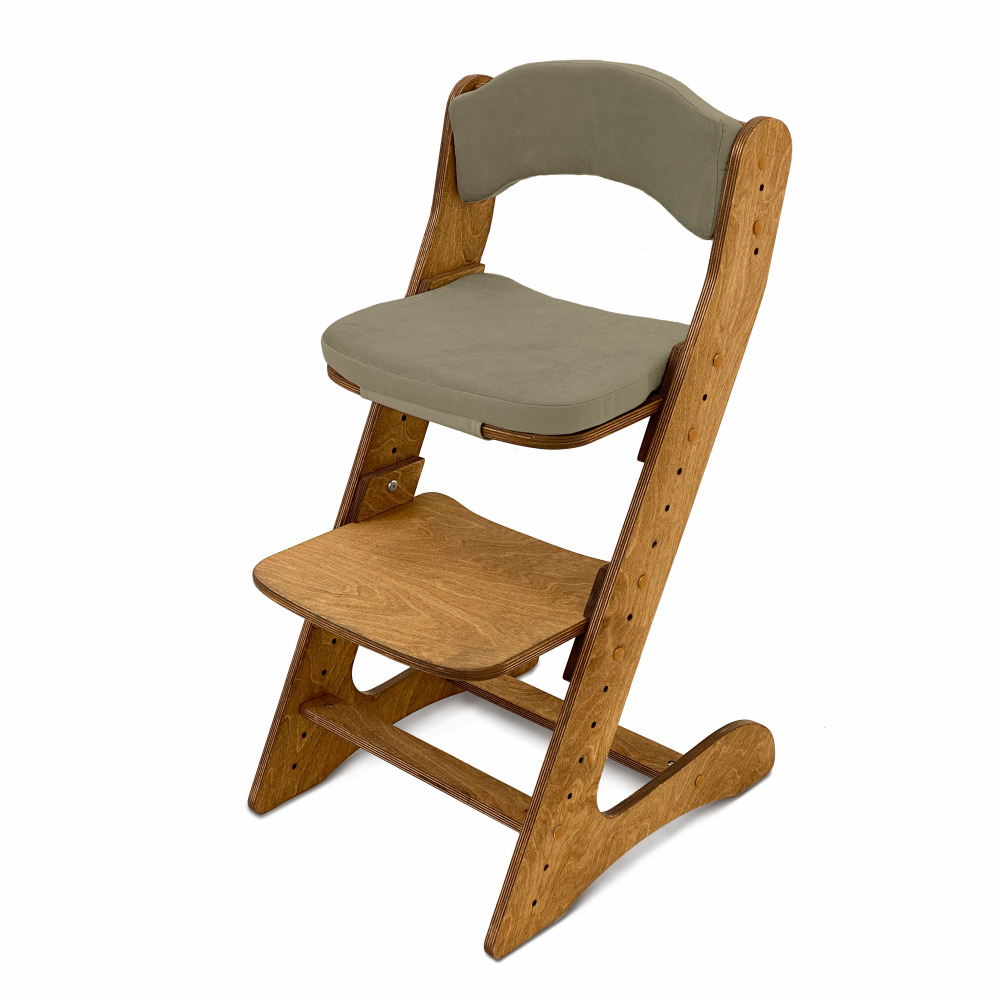 Растущий стул для детей “Компаньон” Золотой дуб с комплектом серо-бежевых подушек