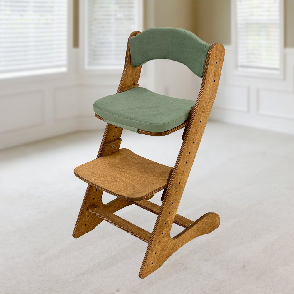 Растущий стул для детей “Компаньон” Золотой дуб с комплектом зеленый хаки подушек