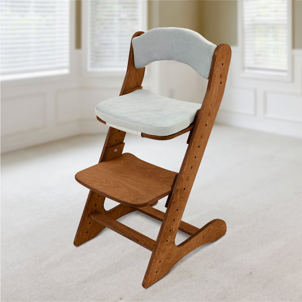 Растущий стул для детей “Компаньон” Светлый орех с комплектом жемчужно-серых подушек