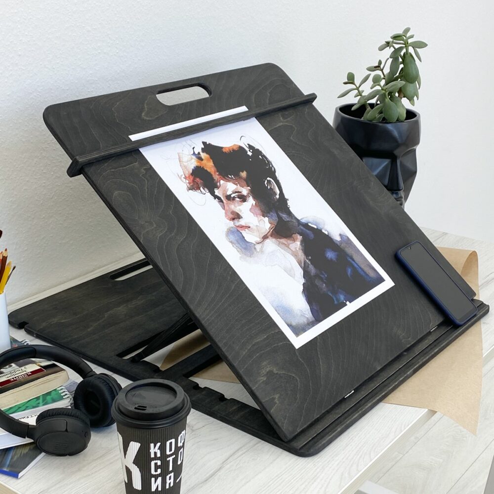 Настольный мольберт планшет для рисования А2, цвет Чёрный венге