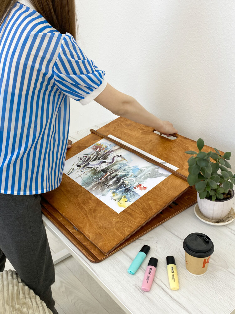 Настольный мольберт планшет для рисования А2, цвет Золотой дуб